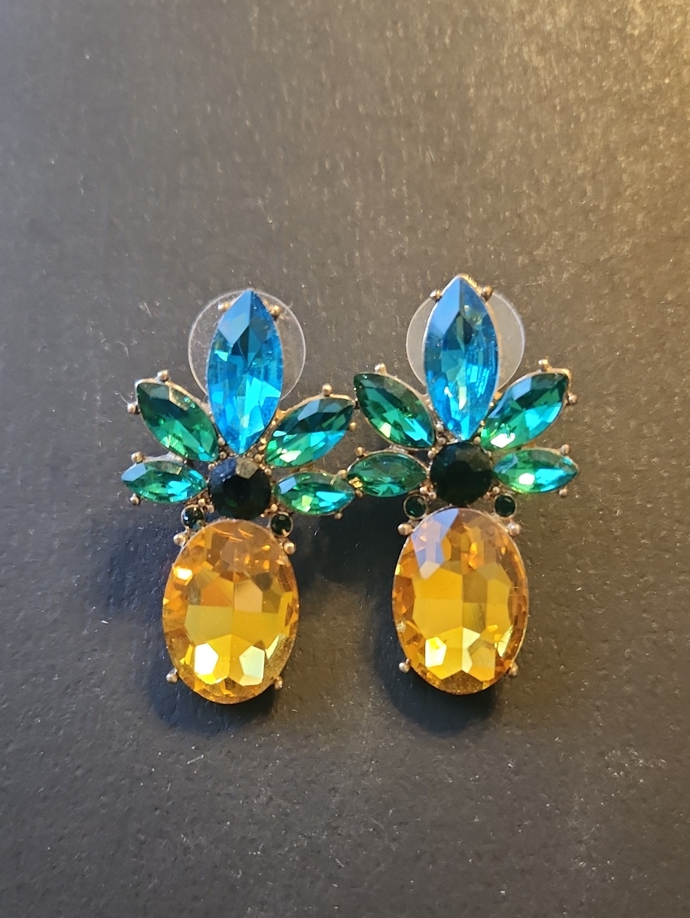 Betsey Johnson Crystal Pineapple Stud Earrings
